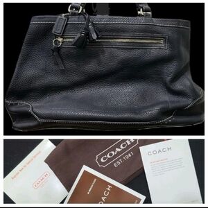 NEW COACH LEATHER TOTE SOFT PEBBLE 15"X11" K05S-5749 BLACK PURSE DUSTBAG CHINA